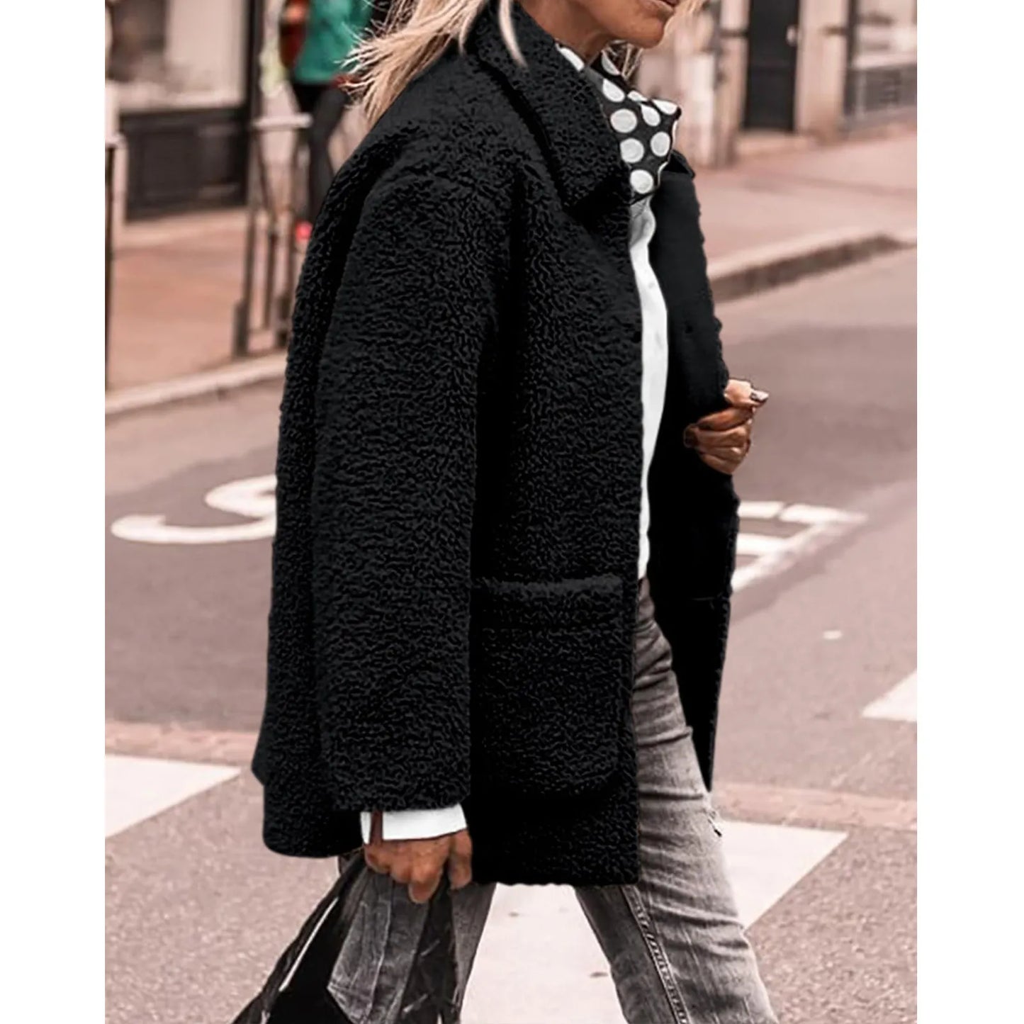 Manteau d'hiver femme boutons doublé doux