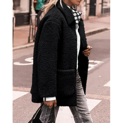 Manteau d'hiver femme boutons doublé doux