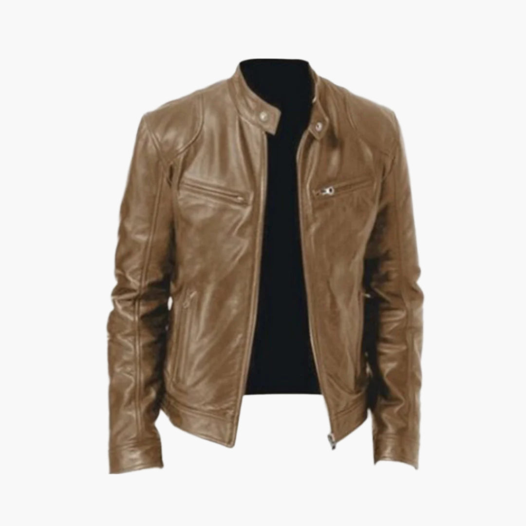 Manteau en cuir style motard classique