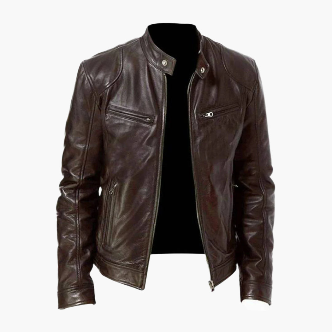 Manteau en cuir style motard classique