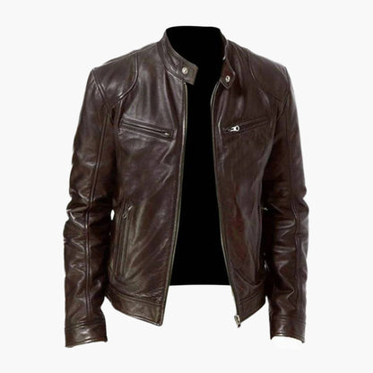 Manteau en cuir style motard classique