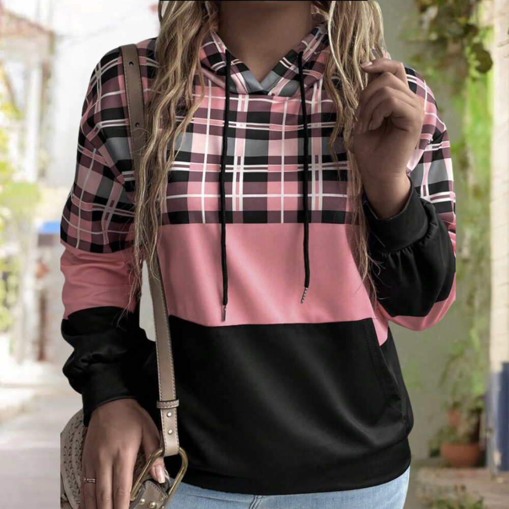 Sweat à capuche femme coupe décontractée avec blocs de couleur