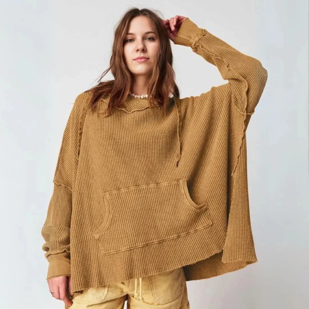 Grand sweat à capuche en maille gaufrée oversize