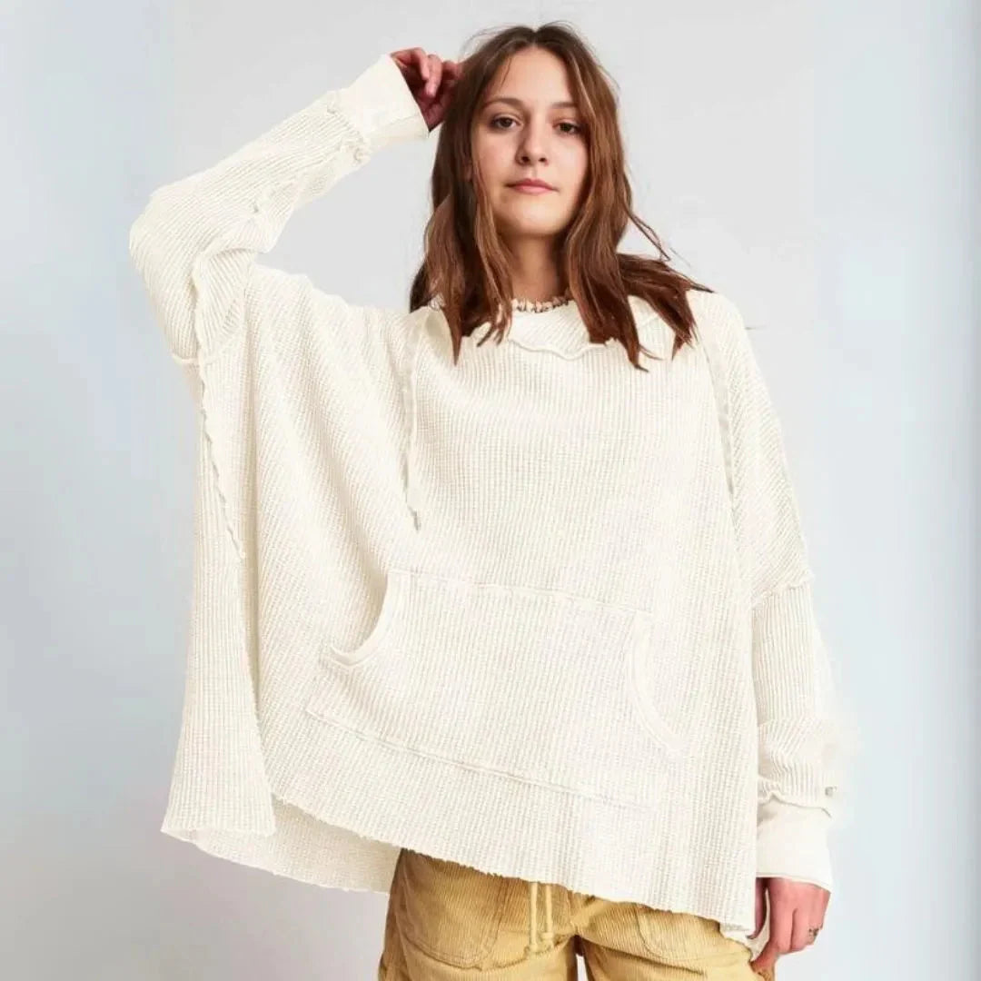 Grand sweat à capuche en maille gaufrée oversize
