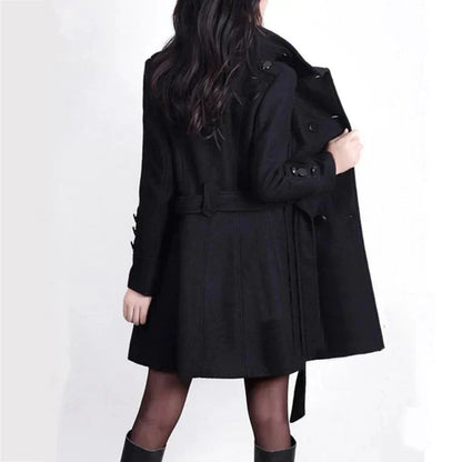 Damen Wintermantel Elegant Gürtel Design - IdealeKleiden