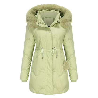 Veste d'hiver chaude pour femme à capuche et fermeture éclair