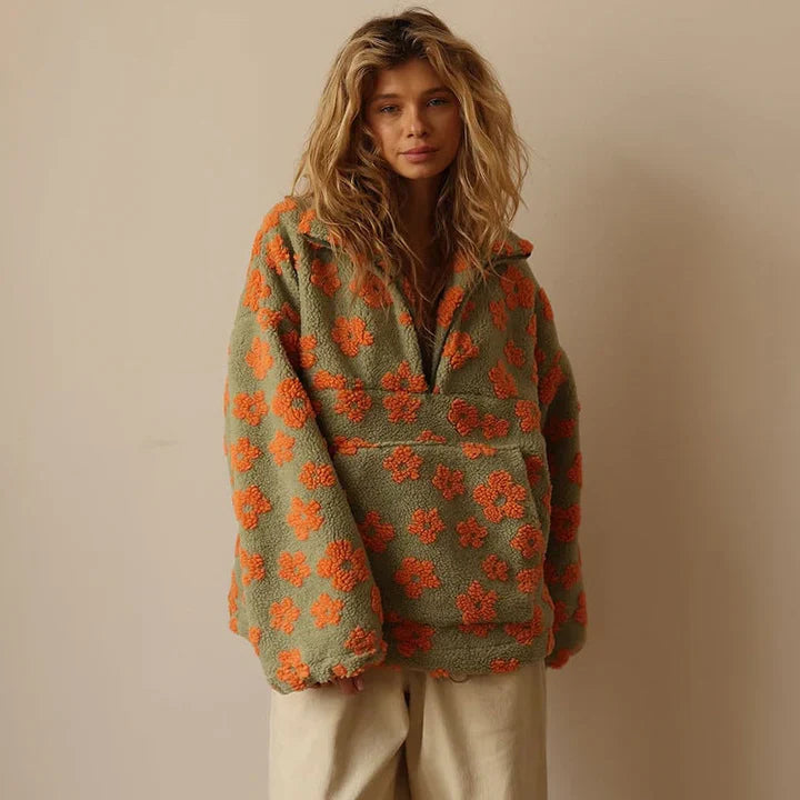 Pull en molleton doux pour femmes à motif floral