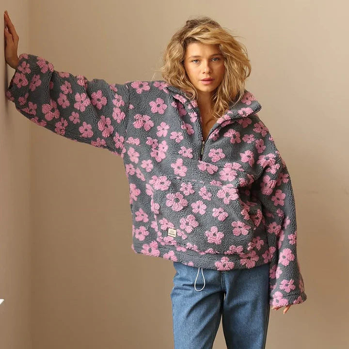 Pull en molleton doux pour femmes à motif floral