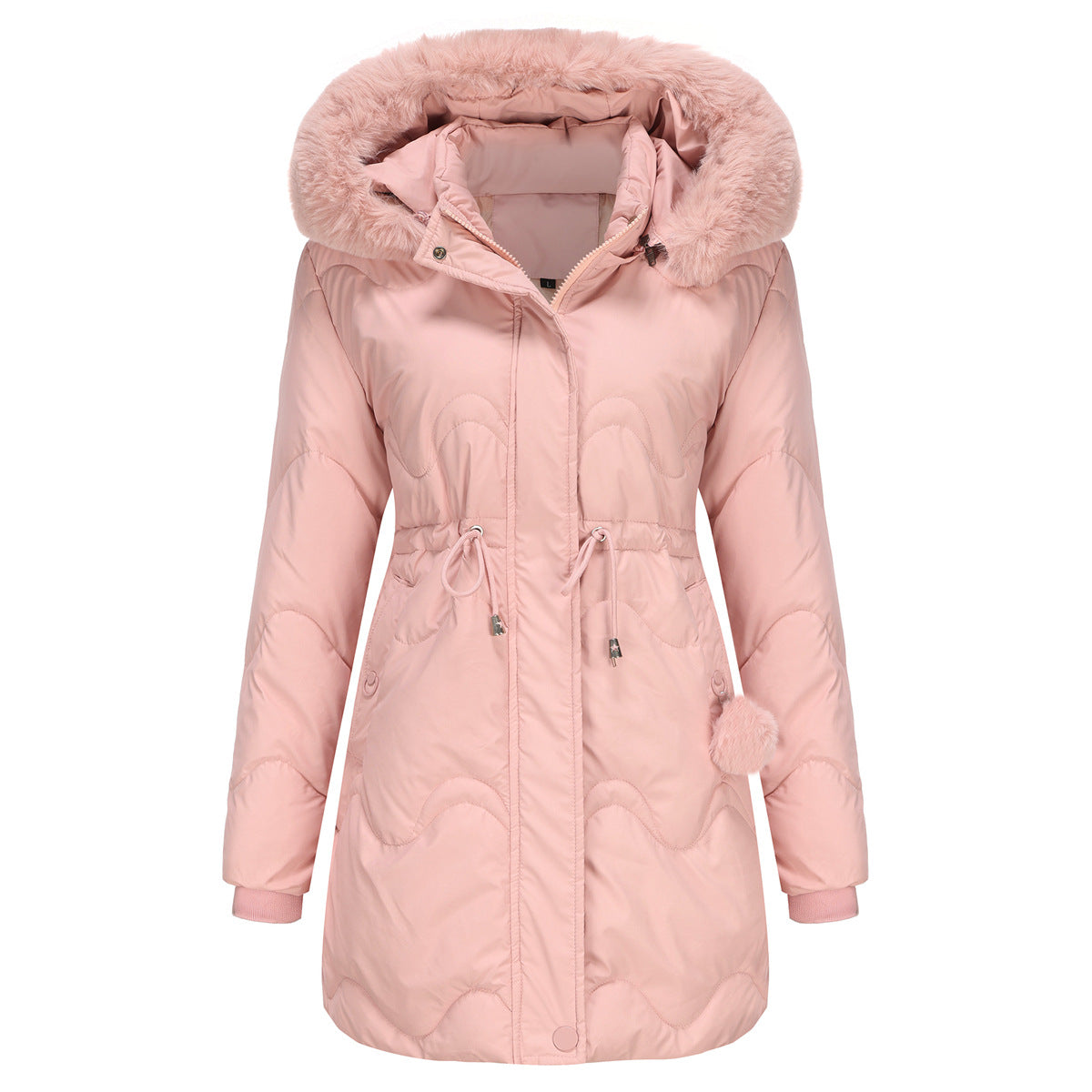Veste d'hiver chaude pour femme à capuche et fermeture éclair