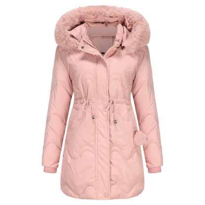 Veste d'hiver chaude pour femme à capuche et fermeture éclair