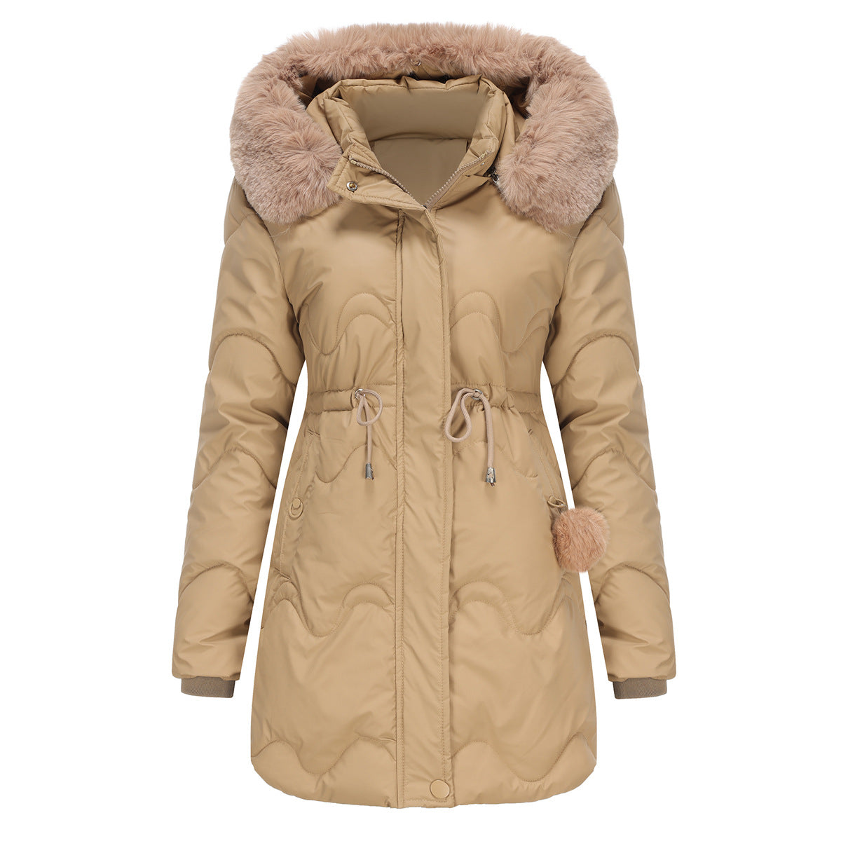 Veste d'hiver chaude pour femme à capuche et fermeture éclair