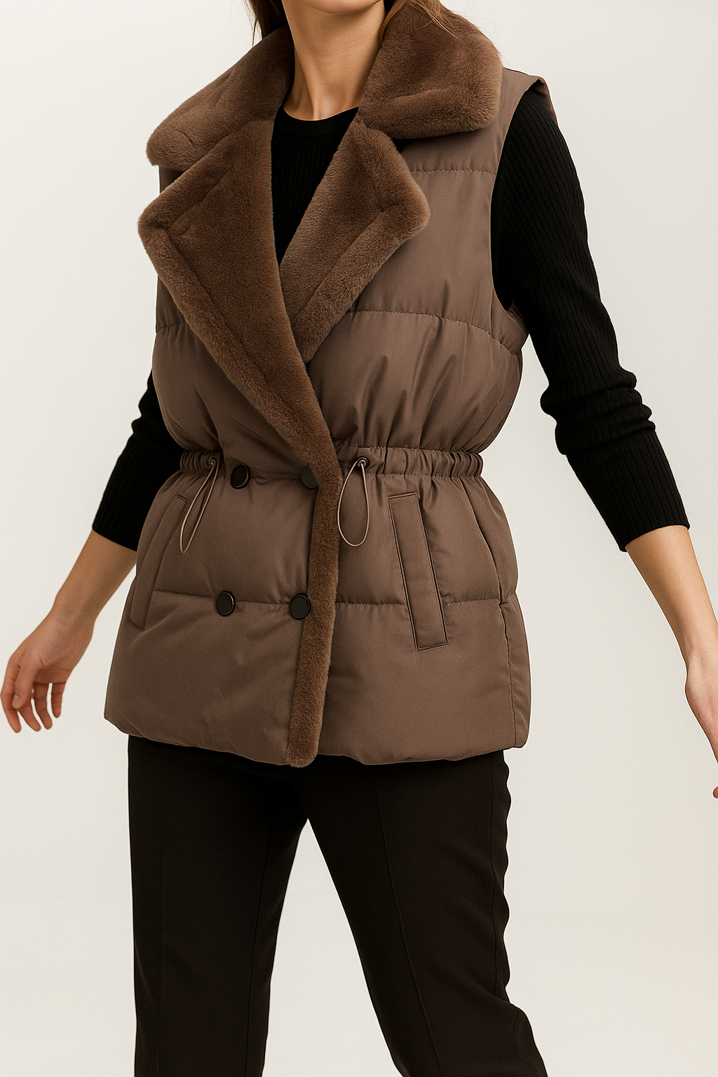 Gilet matelassé élégant en peluche pour femmes