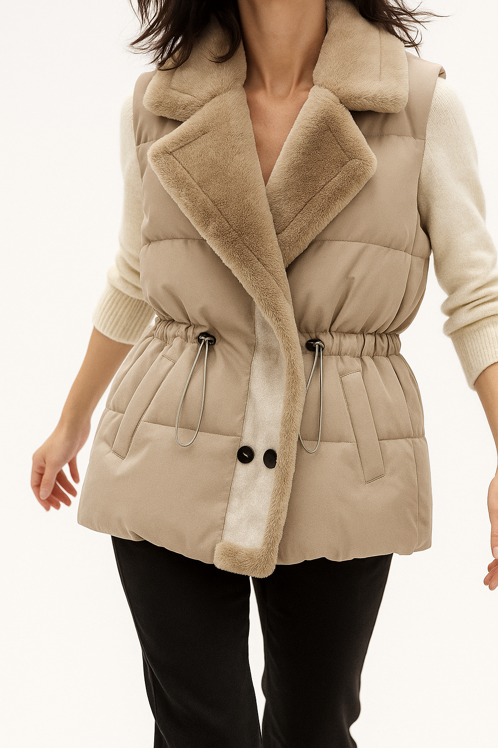 Gilet matelassé élégant en peluche pour femmes