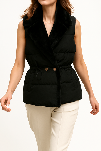 Gilet matelassé élégant en peluche pour femmes