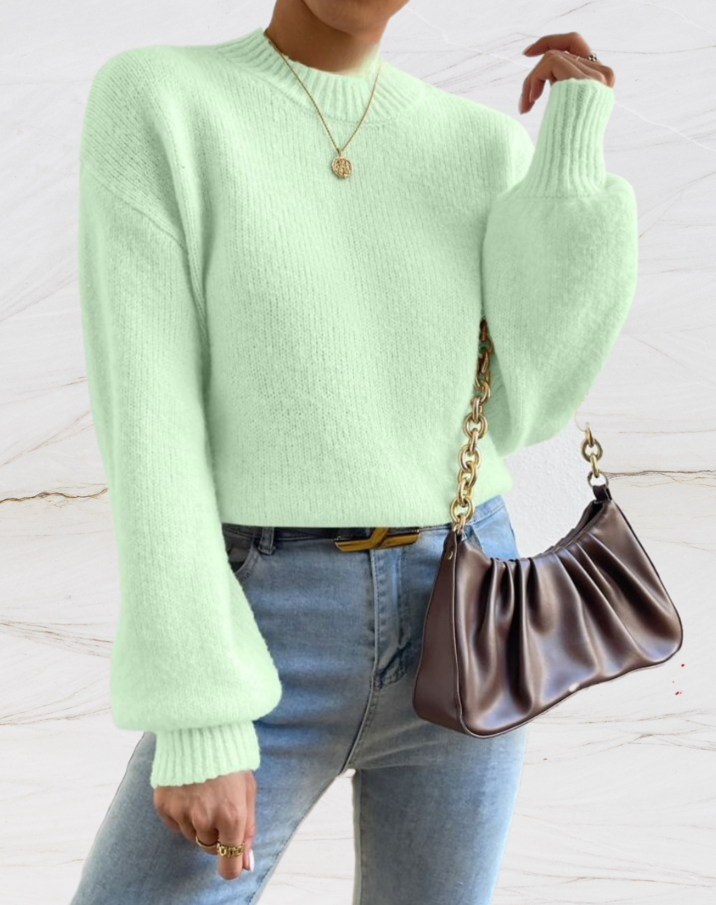 Pull doux pour femme, col rond, duveteux