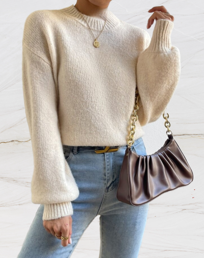 Pull doux pour femme, col rond, duveteux