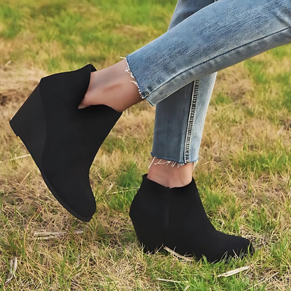 Bottines compensées en similicuir suédé pour femme