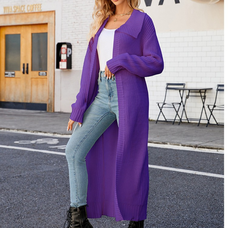 Veste longue femme élégante à manches longues