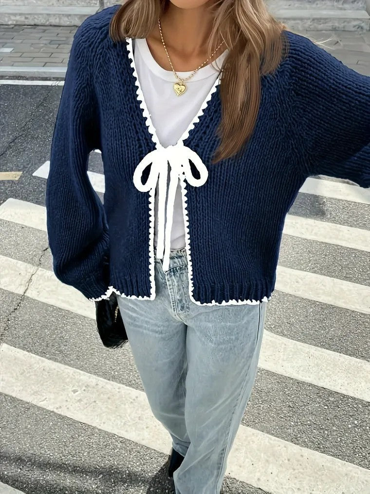 Cardigan en maille élégant à col en V pour femmes