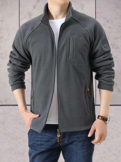 Veste polaire col montant bicolore fermeture éclair