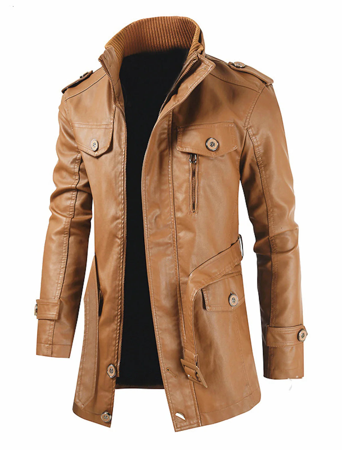 Longue veste en cuir élégante pour homme