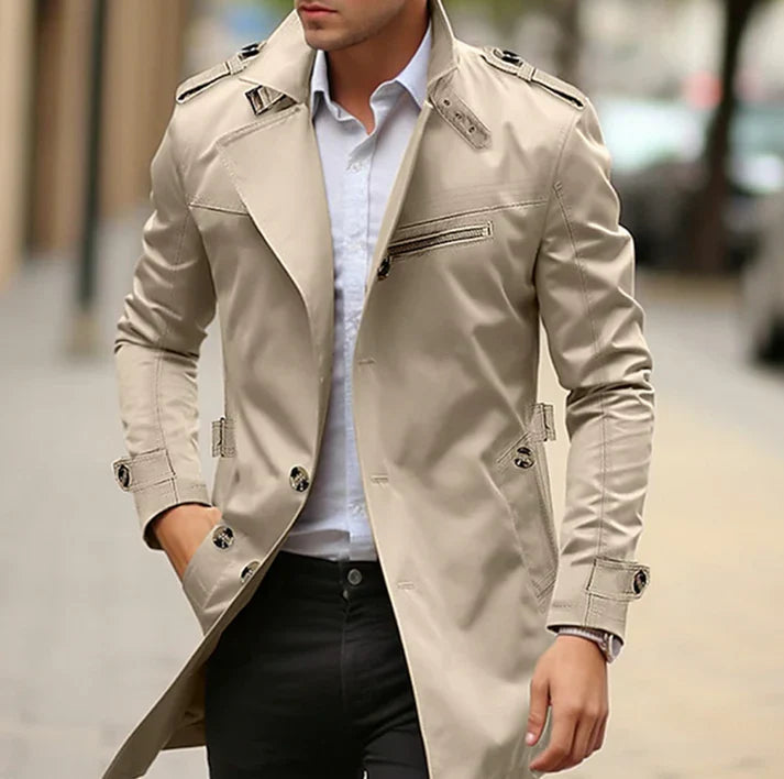 Herren Trenchcoat Klassisch Wasserfest - IdealeKleiden