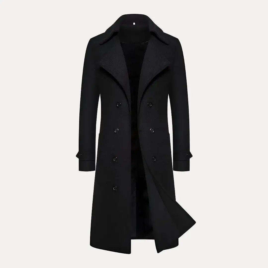 Trench-coat classique double boutonnage en laine