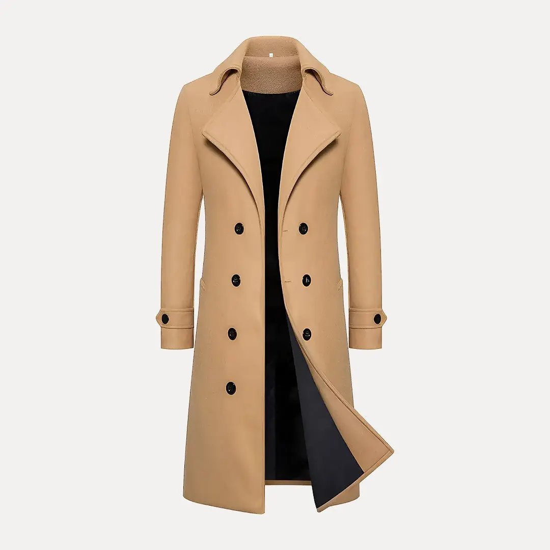 Trench-coat classique double boutonnage en laine