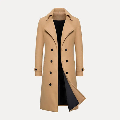 Trench-coat classique double boutonnage en laine