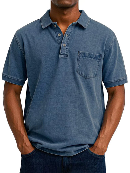 Polo homme rétro poche poitrine
