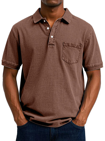 Polo homme rétro poche poitrine