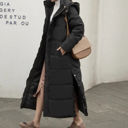 Manteau d'hiver matelassé long à capuche pour femme