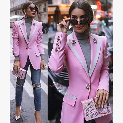 Blazer rose femme élégant à motif floral