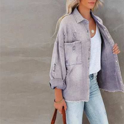 Veste en jean côtelée style grunge tendance