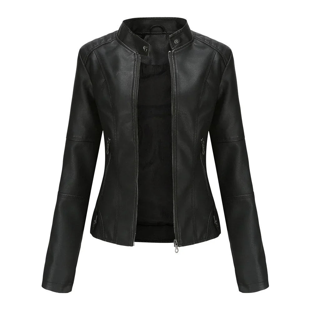 Lederjacke Damen Mao Stil - IdealeKleiden