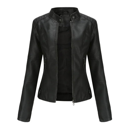Lederjacke Damen Mao Stil - IdealeKleiden