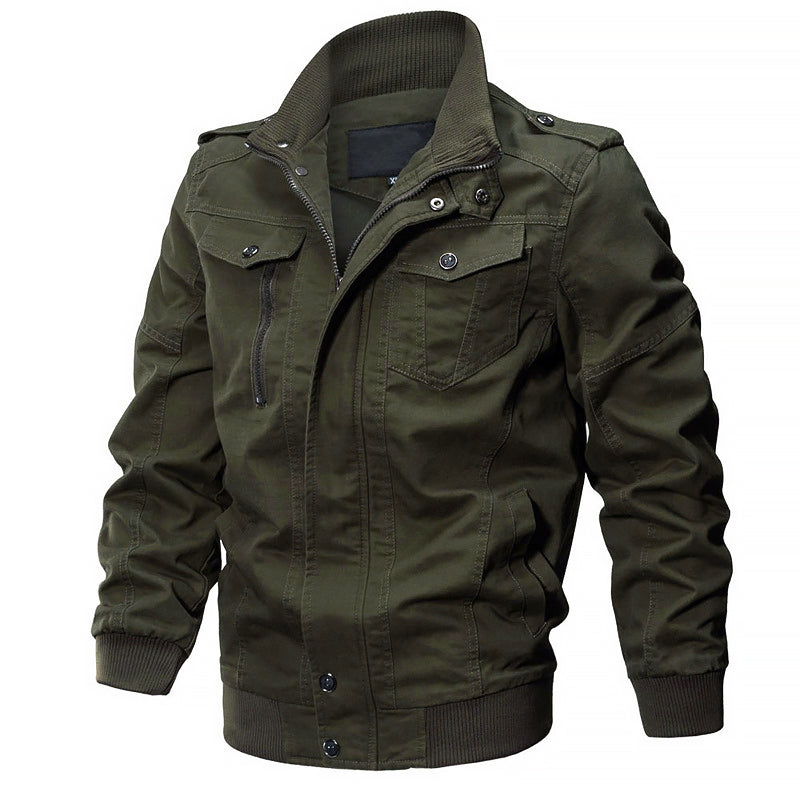 Blouson bombardier militaire en coton zippé moderne