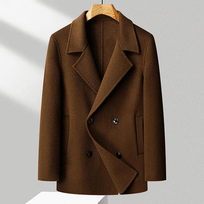 Manteau croisé stylé en mélange de laine avec col à revers