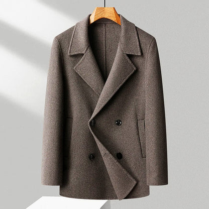 Manteau croisé stylé en mélange de laine avec col à revers
