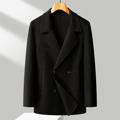 Manteau croisé stylé en mélange de laine avec col à revers