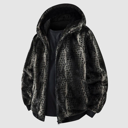 Veste tendance en fausse fourrure avec capuche et fermeture éclair