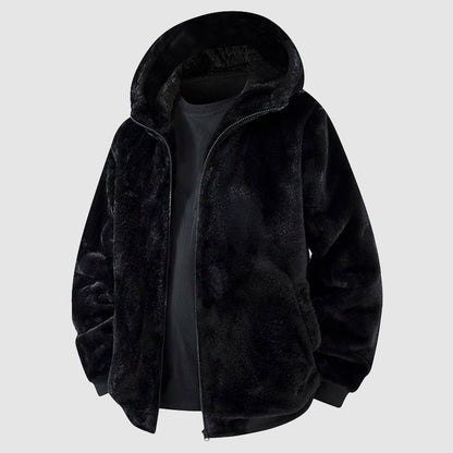 Veste tendance en fausse fourrure avec capuche et fermeture éclair
