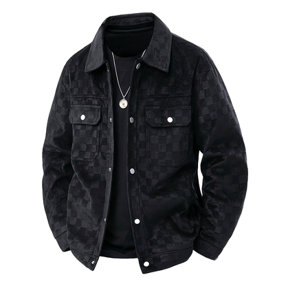 Veste à carreaux élégante en similicuir suédé Fermeture rapide