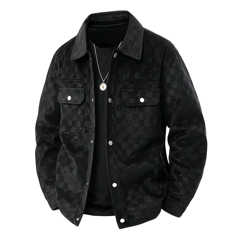 Veste en daim à carreaux tendance pour femme