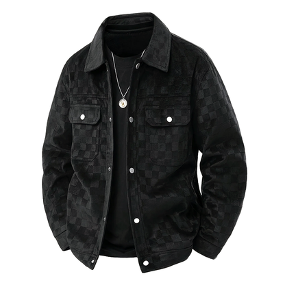 Veste en daim à carreaux tendance pour femme