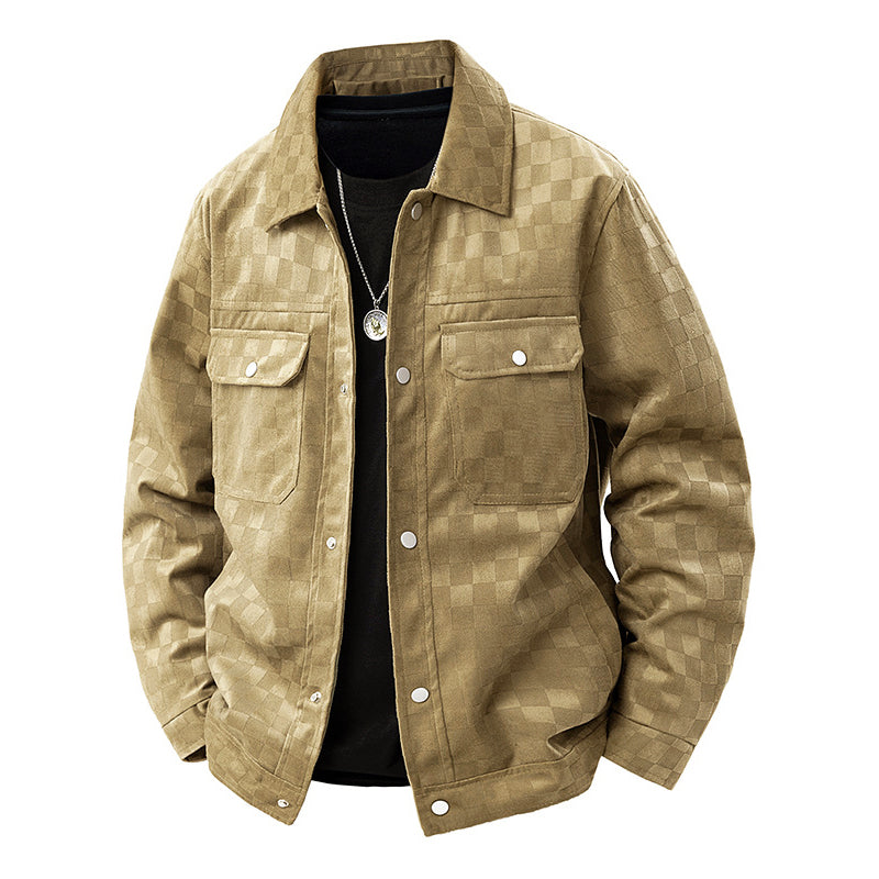 Veste en daim à carreaux tendance pour femme