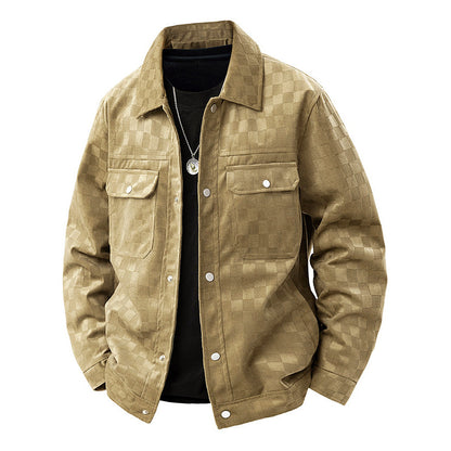 Veste en daim à carreaux tendance pour femme