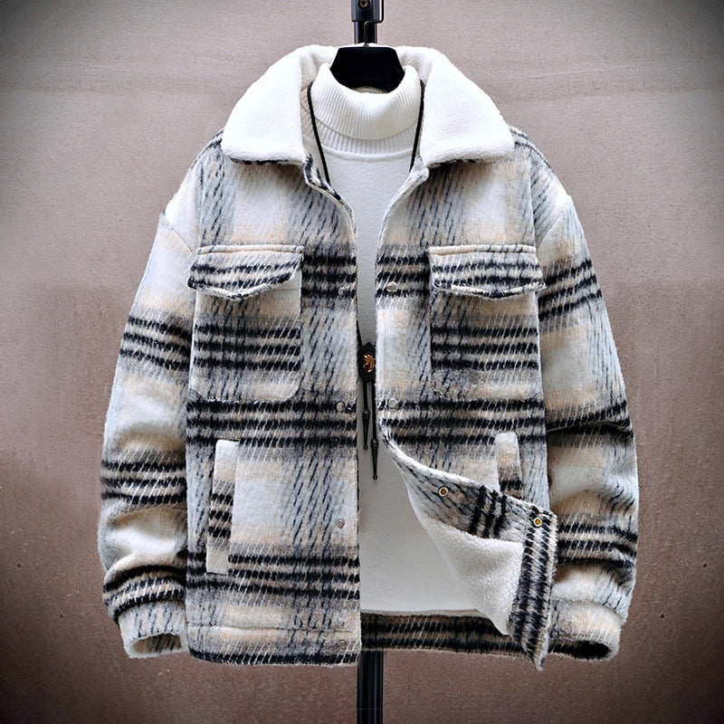 Veste d'hiver chaude avec doublure polaire à carreaux