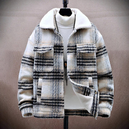 Veste d'hiver chaude avec doublure polaire à carreaux