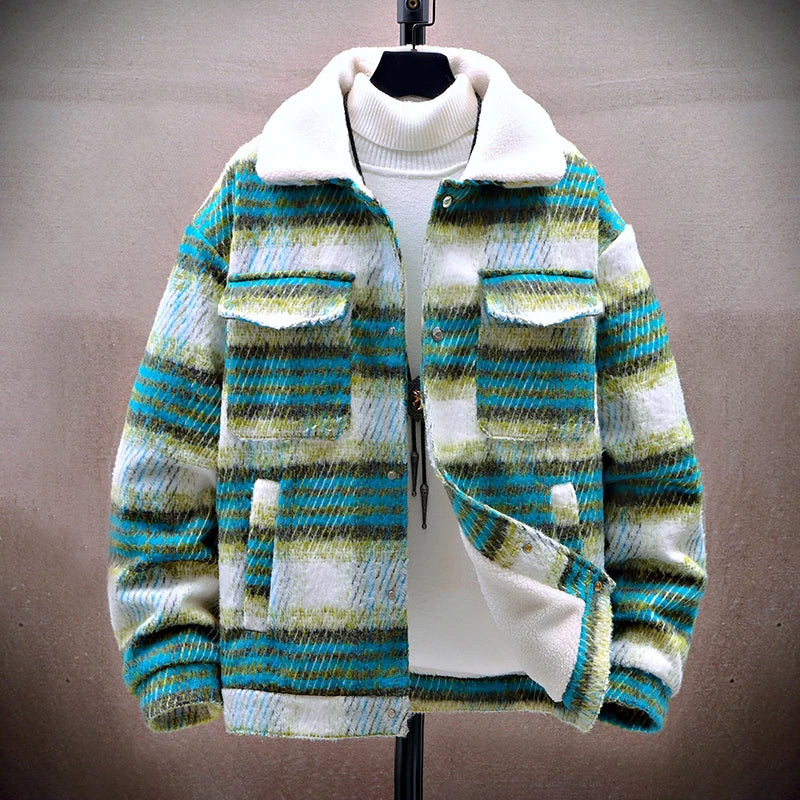 Veste d'hiver chaude avec doublure polaire à carreaux